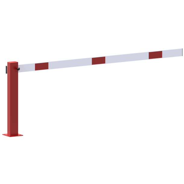 Compact hand barrier | with fixed support post | clear width: 1500 mm | for padlock | hot-dip galvanized and coated red / white